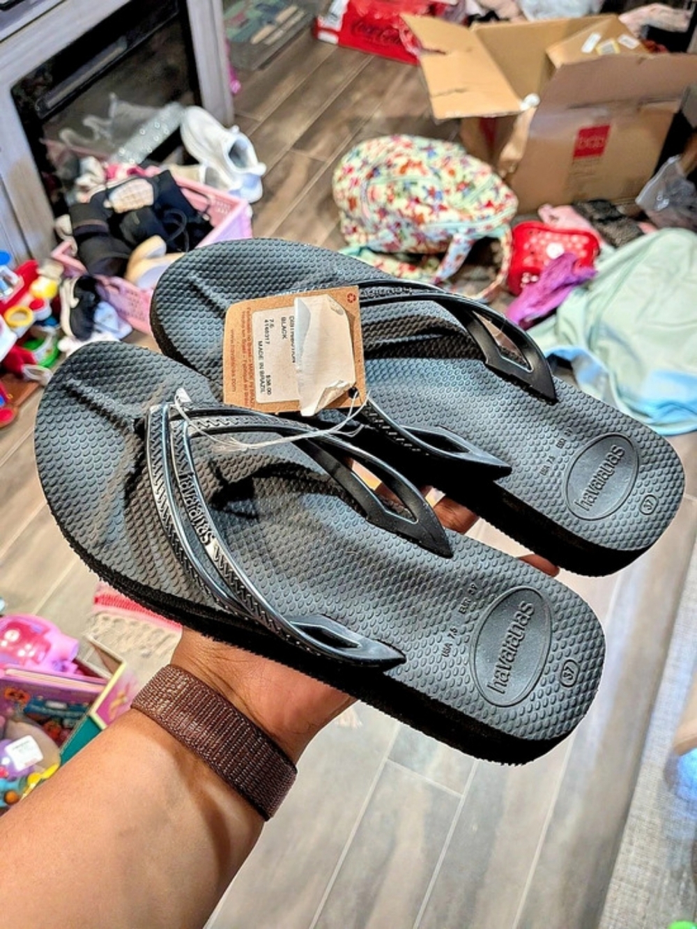 Havaianas Wedge Black Flip Flop Sandals US 7.5